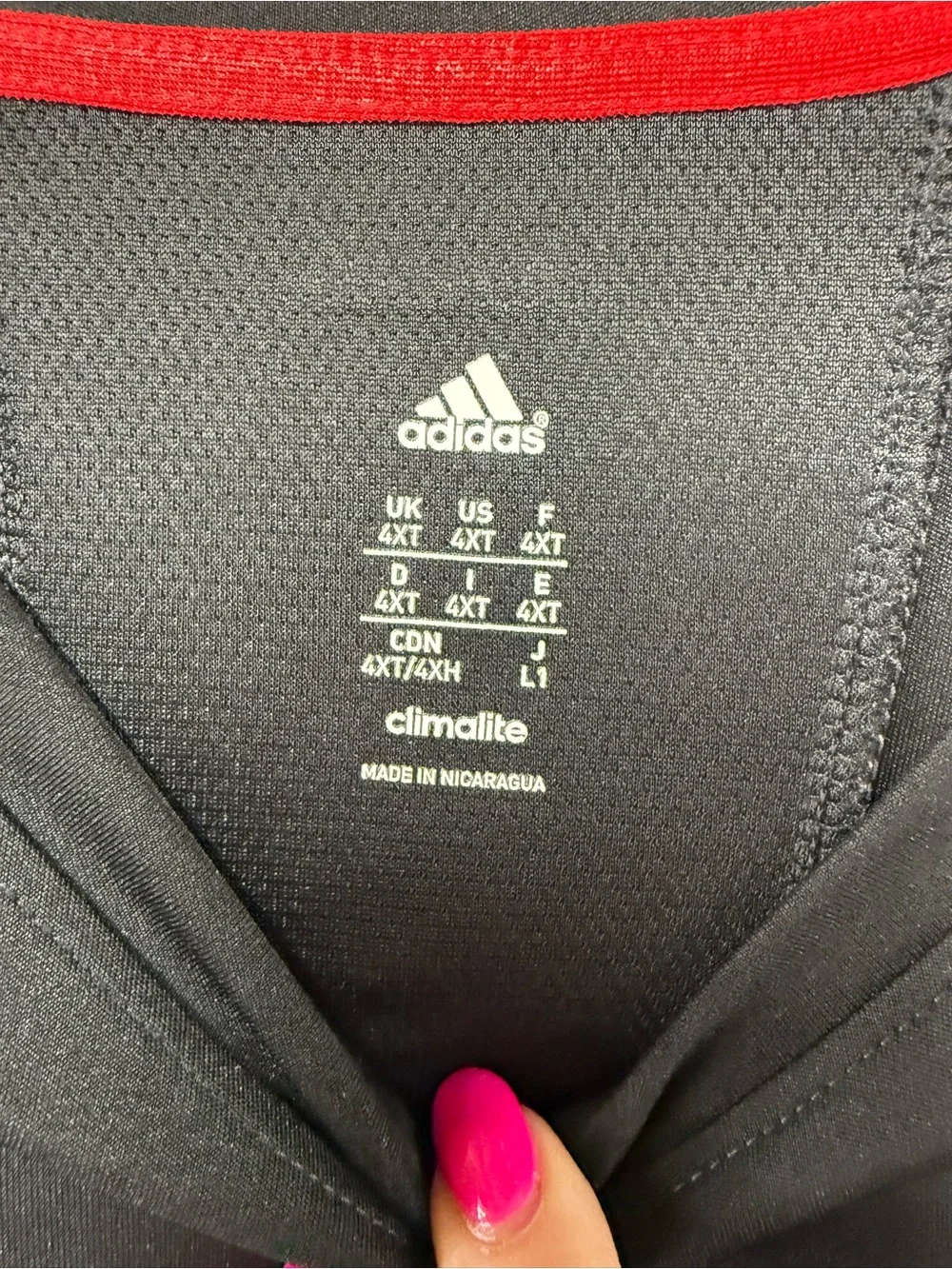 Adidas Men’s Black Athletic Tee with Red Accents 4XT